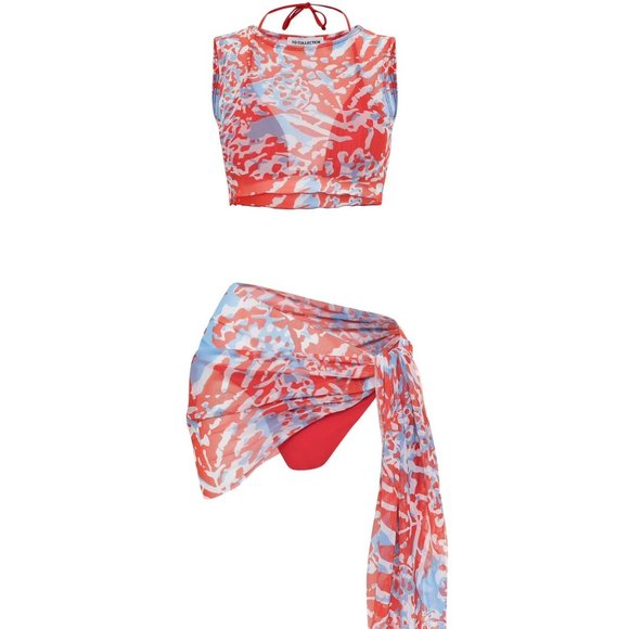 YG COLLECTION Multi Colored Sheer Two Piece Swimsuit Cover Up - Picture 2 of 11